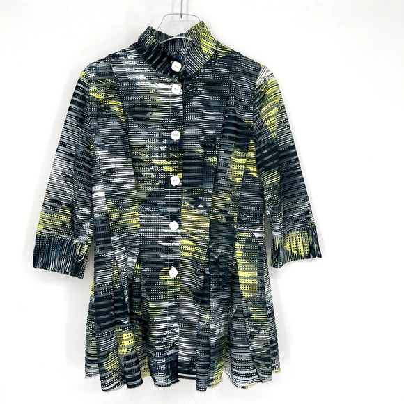 IC Connie K Jacket Womens S Colorful Striped Mesh Lightweight Edgy Ribbed - Picture 1 of 8